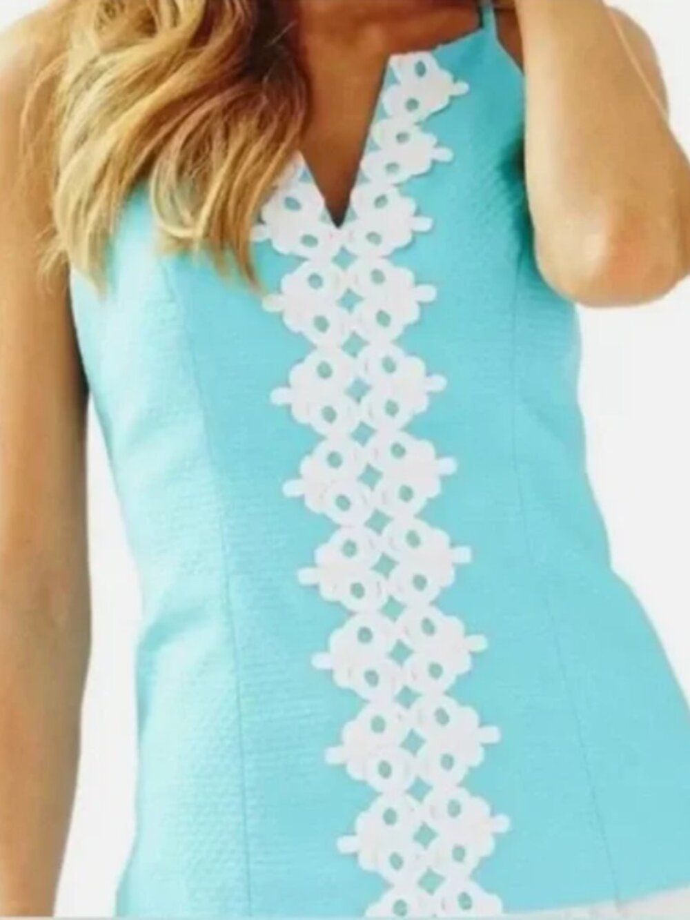 Lilly Pulitzer Magnolia Top Breakwater Blue | NWT | Lace Trim Sleeveless Size 2